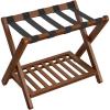 imageSONGMICS Solid Wood Luggage Racks Set of 2 No Assembly Required Foldable Suitcase Stand Luggage Holder with Storage Shelf for Guest Room Hotel Bedroom Coffee Brown URLR021K01Coffee Brown
