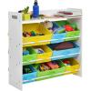 imageSONGMICSOrganizer and storage bins Kids toy storage Unit with 9 Removable NonWoven Fabric Top Book Shelf for Nursery Playroom White UGKR31WT