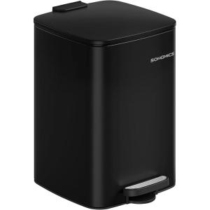 imageSONGMICS Kitchen Trash Can 52Gallon 20 L Trash Bin Stainless Steel Garbage Can with Inner Bucket Soft Close and Stays Open Cloud White ULTB592W01Ink Black