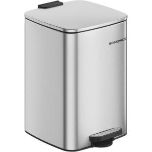 imageSONGMICS Kitchen Trash Can 52Gallon 20 L Trash Bin Stainless Steel Garbage Can with Inner Bucket Soft Close and Stays Open Cloud White ULTB592W01Metallic Silver