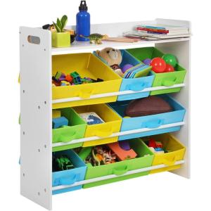 imageSONGMICSOrganizer and storage bins Kids toy storage Unit with 9 Removable NonWoven Fabric Top Book Shelf for Nursery Playroom White UGKR31WT