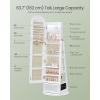 imageSONGMICS 360 Swivel Jewelry Cabinet FullLength Arched Mirror with LED Lights Magnifying Mirror Storage Shelves Drawer Ink Black UJJC030BC01Cloud White