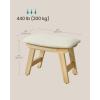 imageSONGMICS Foot Stool Ottoman Padded Foot Rest Under Desk with Solid Wood Frame Removable Cover for Living Room 98 x 154 x 118 Inches Summer Sand and Brown ULSF052LF01Summer Sand  Natural Wood Legs