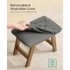 imageSONGMICS Foot Stool Ottoman Padded Foot Rest Under Desk with Solid Wood Frame Removable Cover for Living Room 98 x 154 x 118 Inches Summer Sand and Brown ULSF052LF01Slate Gray  Brown Leg