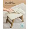 imageSONGMICS Foot Stool Ottoman Padded Foot Rest Under Desk with Solid Wood Frame Removable Cover for Living Room 98 x 154 x 118 Inches Summer Sand and Brown ULSF052LF01Summer Sand  Brown Leg