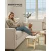 imageSONGMICS Foot Stool Ottoman Padded Foot Rest Under Desk with Solid Wood Frame Removable Cover for Living Room 98 x 154 x 118 Inches Summer Sand and Brown ULSF052LF01Summer Sand  Natural Wood Legs