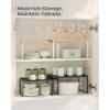 imageSONGMICS HOME Cabinet Organizer Shelf Set of 2 Kitchen Counter Shelves Kitchen Storage Spice Rack Stackable Expandable Metal and Bamboo Light Bamboo UKCS050N01Light Bamboo