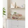 imageSONGMICS HOME Cabinet Organizer Shelf Set of 2 Kitchen Counter Shelves Kitchen Storage Spice Rack Stackable Expandable Metal and Bamboo Light Bamboo UKCS050N01Light Bamboo