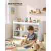 imageSONGMICS Kids Toy Storage Shelf Montessori Shelf for Toys with 5 Open Compartments Storage Unit for Childrens Room Playroom Living Room 118 x 442 x 256 Inches Beech Beige UGKR052YZ01Cloud White