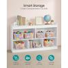 imageSONGMICS Kids Toy Storage Shelf Montessori Shelf for Toys with 5 Open Compartments Storage Unit for Childrens Room Playroom Living Room 118 x 442 x 256 Inches Beech Beige UGKR052YZ01Cloud White