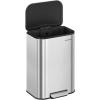 imageSONGMICS Kitchen Trash Can 13Gallon 50 L Garbage Can with Lid Stainless Steel Soft Close and Stays Open Inner Bucket Wide NonSlip Pedal Ink Black ULTB547B01Metallic Silver