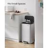 imageSONGMICS Kitchen Trash Can 13Gallon 50 L Garbage Can with Lid Stainless Steel Soft Close and Stays Open Inner Bucket Wide NonSlip Pedal Ink Black ULTB547B01Metallic Silver