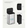 imageSONGMICS Kitchen Trash Can 13Gallon 50 L Garbage Can with Lid Stainless Steel Soft Close and Stays Open Inner Bucket Wide NonSlip Pedal Ink Black ULTB547B01Metallic Silver
