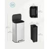 imageSONGMICS Kitchen Trash Can 13Gallon 50 L Garbage Can with Lid Stainless Steel Soft Close and Stays Open Inner Bucket Wide NonSlip Pedal Ink Black ULTB547B01Metallic Silver