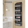 imageSONGMICS OvertheDoor Organizer 5Tier Door Hanging Storage Shelf HeavyDuty Closet Hanging Organizer Foldable Transparent Pockets Metal Hooks Set of 2 Dove Gray URDH011GD01Ink Black