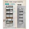 imageSONGMICS OvertheDoor Organizer 9Compartment Door Hanging Storage Shelf Foldable Closet Hanging Organizer HeavyDuty Metal Hooks Transparent Ink Black URDH009BH01Dove Gray