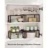 imageSONGMICS Spice Racks Set of 2 Metal Cabinet Shelf Organizers Countertop Organizers Shelf Risers Stackable Expandable White UKCS003W01Brown
