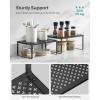 imageSONGMICS Spice Racks Set of 2 Metal Cabinet Shelf Organizers Countertop Organizers Shelf Risers Stackable Expandable White UKCS003W01Ink Black
