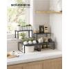 imageSONGMICS Spice Racks Set of 2 Metal Cabinet Shelf Organizers Countertop Organizers Shelf Risers Stackable Expandable White UKCS003W01Ink Black