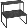 imageSONGMICS Spice Racks Set of 2 Metal Cabinet Shelf Organizers Countertop Organizers Shelf Risers Stackable Expandable White UKCS003W01Ink Black