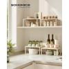 imageSONGMICS Spice Racks Set of 2 Metal Cabinet Shelf Organizers Countertop Organizers Shelf Risers Stackable Expandable White UKCS003W01Oatmeal Beige