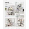 imageSONGMICS Spice Racks Set of 2 Metal Cabinet Shelf Organizers Countertop Organizers Shelf Risers Stackable Expandable White UKCS003W01Silver