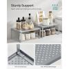 imageSONGMICS Spice Racks Set of 2 Metal Cabinet Shelf Organizers Countertop Organizers Shelf Risers Stackable Expandable White UKCS003W01Silver