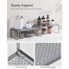 imageSONGMICS Spice Racks Set of 2 Metal Cabinet Shelf Organizers Countertop Organizers Shelf Risers Stackable Expandable White UKCS003W01Silver