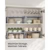 imageSONGMICS Spice Racks Set of 2 Metal Cabinet Shelf Organizers Countertop Organizers Shelf Risers Stackable Expandable White UKCS003W01Silver