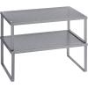 imageSONGMICS Spice Racks Set of 2 Metal Cabinet Shelf Organizers Countertop Organizers Shelf Risers Stackable Expandable White UKCS003W01Silver