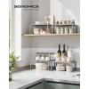imageSONGMICS Spice Racks Set of 2 Metal Cabinet Shelf Organizers Countertop Organizers Shelf Risers Stackable Expandable White UKCS003W01Silver