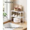 imageSONGMICS Spice Racks Set of 2 Metal Cabinet Shelf Organizers Countertop Organizers Shelf Risers Stackable Expandable White UKCS003W01White
