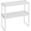 imageSONGMICS Spice Racks Set of 2 Metal Cabinet Shelf Organizers Countertop Organizers Shelf Risers Stackable Expandable White UKCS003W01White