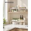 imageSONGMICS Spice Racks Set of 2 Metal Cabinet Shelf Organizers Countertop Organizers Shelf Risers Stackable Expandable White UKCS003W01White