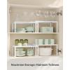 imageSONGMICS Spice Racks Set of 2 Metal Cabinet Shelf Organizers Countertop Organizers Shelf Risers Stackable Expandable White UKCS003W01White