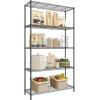 imageSONGMICS Storage Shelf Metal Wire Shelving Unit Adjustable Shelves for Garage Bedroom Living Room Kitchen Pantry 5 Tier 118 x 354 x 63 Inches Ink Black ULGR195BH01SInk Black