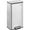 imageSONGMICS Kitchen Trash Can 13Gallon 50 L Garbage Can with Lid Stainless Steel Soft Close and Stays Open Inner Bucket Wide NonSlip Pedal Ink Black ULTB547B01Metallic Silver