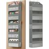 imageSONGMICS OvertheDoor Organizer 5Tier Door Hanging Storage Shelf HeavyDuty Closet Hanging Organizer Foldable Transparent Pockets Metal Hooks Set of 2 Dove Gray URDH011GD01Dove Gray