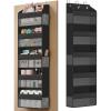 imageSONGMICS OvertheDoor Organizer 5Tier Door Hanging Storage Shelf HeavyDuty Closet Hanging Organizer Foldable Transparent Pockets Metal Hooks Set of 2 Dove Gray URDH011GD01Ink Black