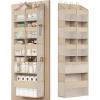 imageSONGMICS OvertheDoor Organizer 9Compartment Door Hanging Storage Shelf Foldable Closet Hanging Organizer HeavyDuty Metal Hooks Transparent Ink Black URDH009BH01Summer Sand