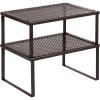 imageSONGMICS Spice Racks Set of 2 Metal Cabinet Shelf Organizers Countertop Organizers Shelf Risers Stackable Expandable White UKCS003W01Brown