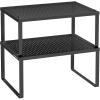 imageSONGMICS Spice Racks Set of 2 Metal Cabinet Shelf Organizers Countertop Organizers Shelf Risers Stackable Expandable White UKCS003W01Ink Black