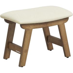 imageSONGMICS Foot Stool Ottoman Padded Foot Rest Under Desk with Solid Wood Frame Removable Cover for Living Room 98 x 154 x 118 Inches Summer Sand and Brown ULSF052LF01Summer Sand  Brown Leg