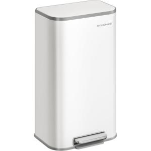 imageSONGMICS Kitchen Trash Can 13Gallon 50 L Garbage Can with Lid Stainless Steel Soft Close and Stays Open Inner Bucket Wide NonSlip Pedal Ink Black ULTB547B01Cloud White