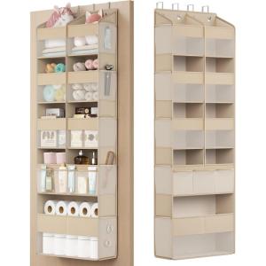 imageSONGMICS OvertheDoor Organizer 9Compartment Door Hanging Storage Shelf Foldable Closet Hanging Organizer HeavyDuty Metal Hooks Transparent Ink Black URDH009BH01Summer Sand