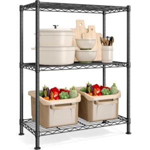 imageSONGMICS Storage Shelf Metal Wire Shelving Unit Adjustable Shelves for Garage Bedroom Living Room Kitchen Pantry 5 Tier 118 x 354 x 63 Inches Ink Black ULGR195BH01SInk Black