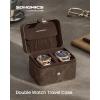 imageSONGMICS 2 Watch Travel Case 2Slot Watch Box Pillow with Hidden Storage Adjustable Divider Flap Pocket 4 x 47 x 33 Inches Gift Idea Brown Surface Brown Lining UJWB029KZ01Brown  Brown