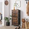 imageSONGMICS BELLAH Collection  Dresser for Bedroom Chest of Drawers Storage Organizer Unit Closet Entryway Steel 5 Drawers Farmhouse Rustic White and Honey Brown ULGS322WJ02SRustic Brown  Ink Black