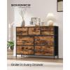 imageSONGMICS BELLAH Collection  Dresser for Bedroom Chest of Drawers Storage Organizer Unit Closet Entryway Steel 5 Drawers Farmhouse Rustic White and Honey Brown ULGS322WJ02SRustic Brown  Ink Black