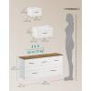 imageSONGMICS BELLAH Collection  Dresser for Bedroom Chest of Drawers Storage Organizer Unit Closet Entryway Steel 5 Drawers Farmhouse Rustic White and Honey Brown ULGS322WJ02SRustic White  Honey Brown